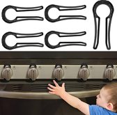 Gasfornuis Knop Slot - 5stuks - Kinderslot - Kindveilige Ovensloten - Voor Kinderen En Huisdieren - Geschikt Voor Gasfornuis, Gas/Elektro Fornuis, Elektrische Oven, Inductie Fornuis, Gas Bbq, Kookplaat - Keukengereedschap - Zwart - Kind Veiligheid