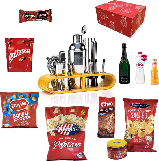 Kerstpakket 2024 – Cocktail Shaker Set - Origineel Kerst Pakket – Unieke Kerstpakketten – Christmas Present – Kerstcadeau voor hem haar collega man vrouw - Qwality