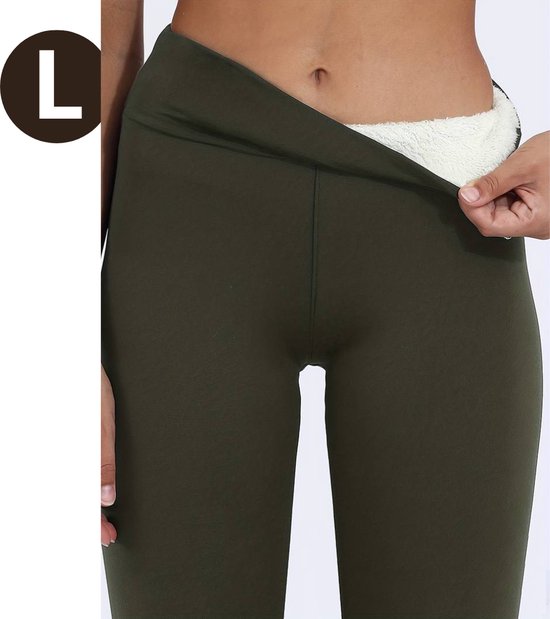 Bovista Winter Panty - Warme panty - Fleece Panty - Thermo Panty - Legging - Stretch - Dames Kleding - Groen - Maat L