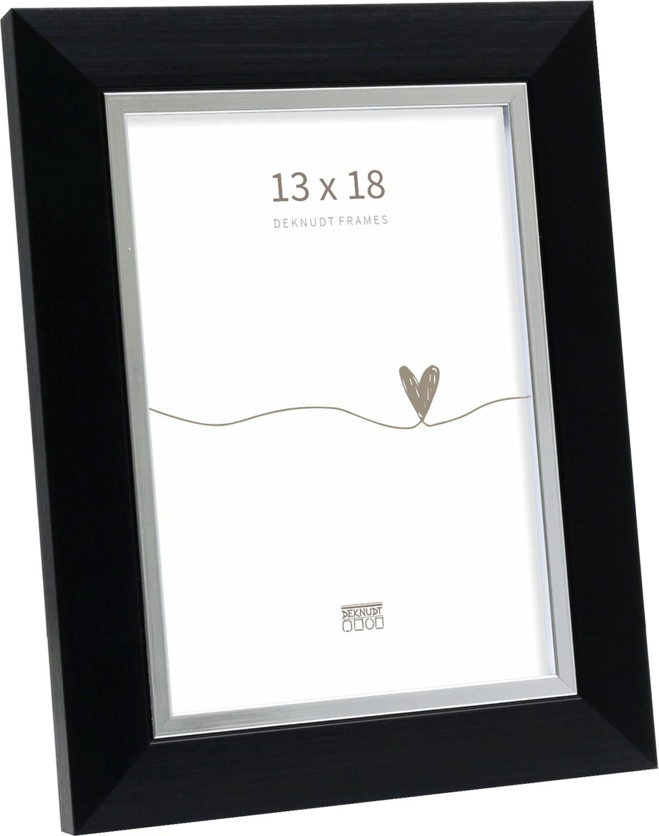 Deknudt Frames fotolijst S45VH2 - zwart met zilverbies - foto 13x18 cm