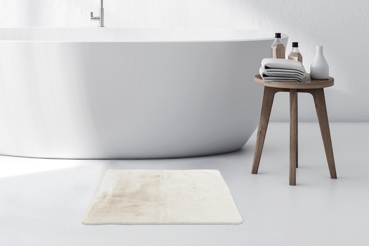 Floraya - Badmat - Fluffy - Hoogpolig - Wit - 40x60cm - Antislip