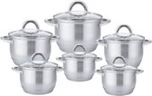 Bol.com Royal Swiss ® Pannenset - 12 delig - RVS - Met glazen deksels - Alle warmtebronnen - PFAS-vrij - Inductie aanbieding