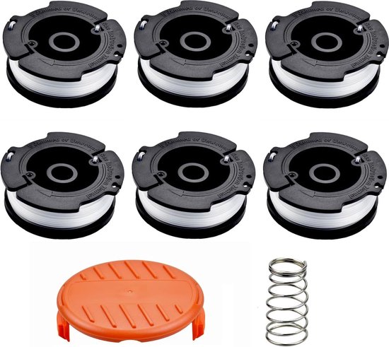 Set de 6 bobines de tondeuse à gazon A6481 / A6485 pour les modèles Black & Decker tels que STC1820CM, STC1820PC, STC1820EPC, STC1840EPC, ST5530, ST1823 et GLC1823L20.