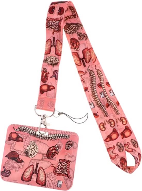 Organen - Pack Sleutelkoord met Badgehouder - Lanyard 48 cm - Verpleegster Accessoires - Zorg - Keycord Medisch - Pashouder - Keycord - Lanyard - Nurse Cadeau - Verpleegkundige Accessoires