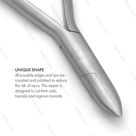 MEDLUXY® Diabète - Coupe-ongles - Pince coudée - 13 cm - 17 mm - arrondie - mâchoires droites - antidérapante (convient aux diabétiques, coupe-ongles) [D-490]