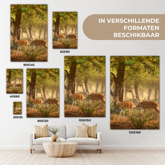Peinture sur toile 80x120 cm - Décoration murale Cerf - Forêt - Automne - Animaux de la forêt - Nature - Cerf - Décoration murale murale salon - Décoration chambre - Accessoires de chambre - Peintures