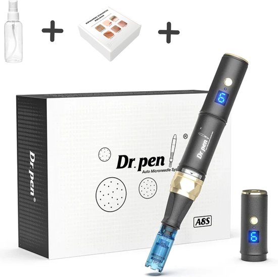 Dr.Pen A8S | Dermapen sans fil | Stylo à micro-aiguilletage | Mésopen | Soins de la peau | Rajeunissement de la peau | Flacon pulvérisateur gratuit de 50 ml de désinfection