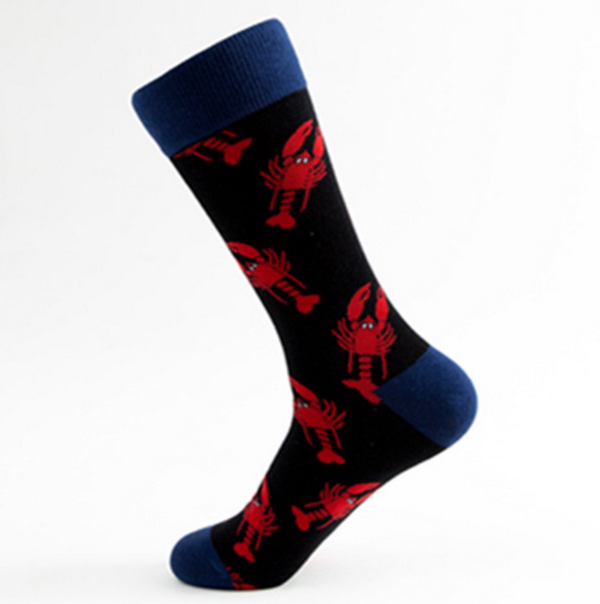 Sokken Heren - zwart - blauw - leuke print kreeft - maat 40 - 45 - cadeau voor hem - geschenk man - gift