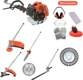 Kibani 6-in-1 Multitool - 52 cc / 1.9 PK 2-takt Benzine Motor - Heggenschaar, Kettingzaag, Grastrimmer, Maaidraad 100M, Onkruidborstel, Zaagblad, Maaidraad 100 m & Bosmaaier