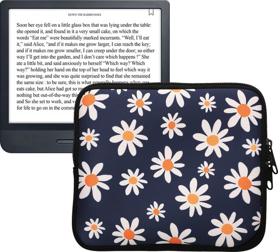 kwmobile Universele Cover voor eReader - Neopreen hoesje Madeliefjes design blauw / wit / geel van Merkloos — afbeelding 2