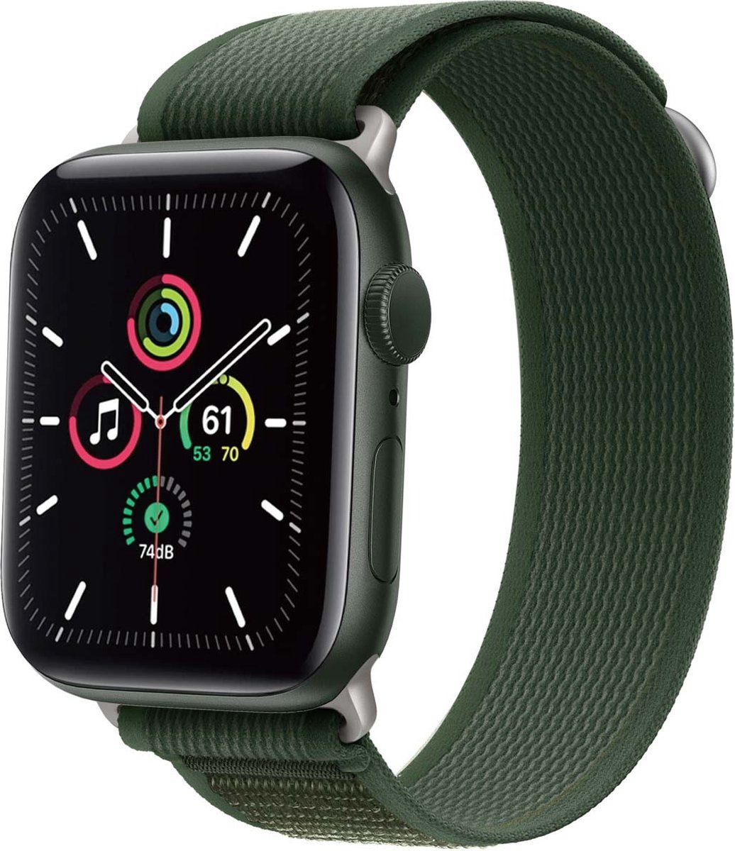 iMoshion Nylon Trail bandje geschikt geschikt voor Apple Watch Series 1 / 2 / 3 / 4 / 5 / 6 / 7 / 8 / 9 / SE / Ultra (2) - 42 / 44 / 45 / 49 mm - Legergroen