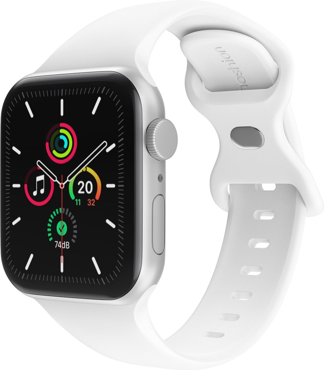 iMoshion Siliconen⁺ bandje geschikt geschikt voor Apple Watch Series 1 / 2 / 3 / 4 / 5 / 6 / 7 / 8 / 9 / SE - 38 / 40 / 41 mm - White - Maat S/M