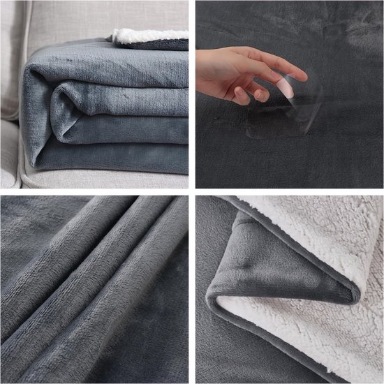 Couverture Bovista - Peluche - Laine - Couverture - Polaire - Plaid - Couverture câline - Couverture de canapé - 1 personne - Café