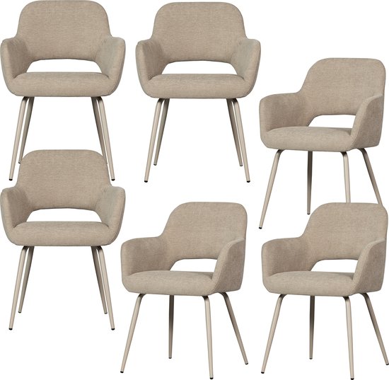 WOOOD Jenny Chaises de salle à manger - Polyester - Naturel - Set de 6