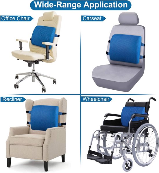 Coussin Lombaire Orthopédique En Mousse à Mémoire - Soulagement Douleurs Dos Pour Lit, Canapé, Voiture Et Bureau