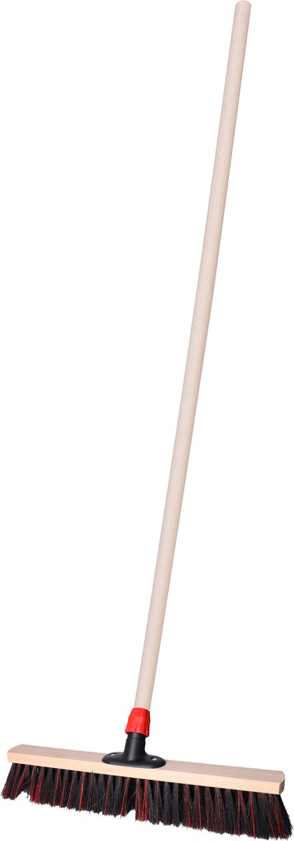 Goedkoopste Straatbezem SAGA voor bestratingen en vlonders - Harde bezemkop - 50 cm breed - Houten steel van 130 cm