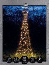 Anna's Collection Vlaggenmast kerstboom met ster - verlichting - 236 leds - 200 cm