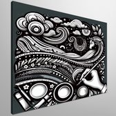 Acryl zwart wit schilderij | Monochrome meesterwerk: een dans van licht en schaduw | Kunst - 20x20 centimeter op Canvas | Foto op Canvas