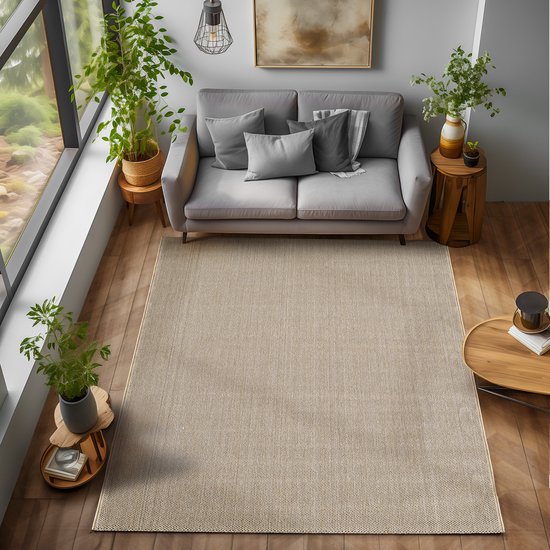 Tapis uni Loom Uni - Couleur Uni - Beige - Tapis de salon chambre à coucher - Poils ras - 200x290 CM