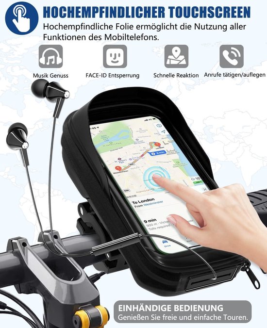 Kewig Motorfiets telefoonhouder, fiets telefoonhouder, one-push automatisch vergrendelen en loslaten, fiets scooter telefoon stuur clip klem geschikt voor 4-6,9 inch