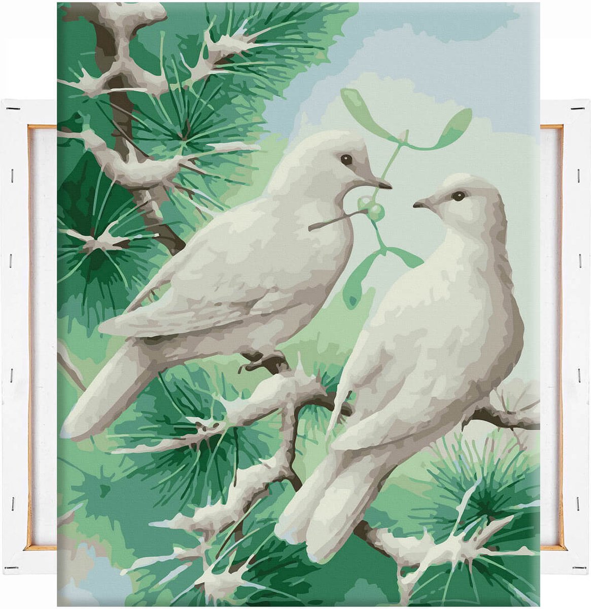 Schilderen Op Nummer Volwassenen DIY Paint By Number Compleet Hobby Pakket op Frame met Vernis - ®Arty Bee - Tortelduifjes 40x50cm — afbeelding 9