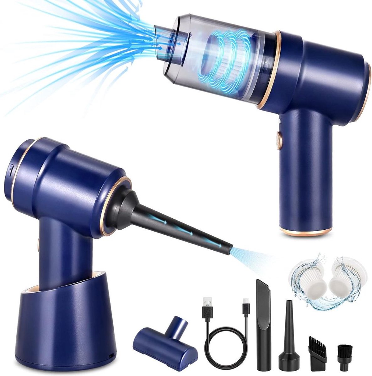 Handstofzuiger Draadloos - Auto Stofzuiger - Blauw