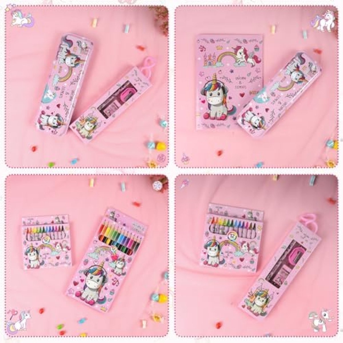 Kit Papeterie Licorne JIANTA - 6 Accessoires Mignons Avec Porte-monnaie - Cadeau Enfant école Et Anniversaire