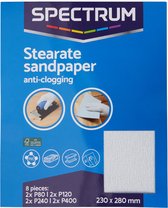 Spectrum schuurpapier - Anti Clogging - 8 stuks - Bouw - Techniek - Verschillende formaten - Schuurpapier
