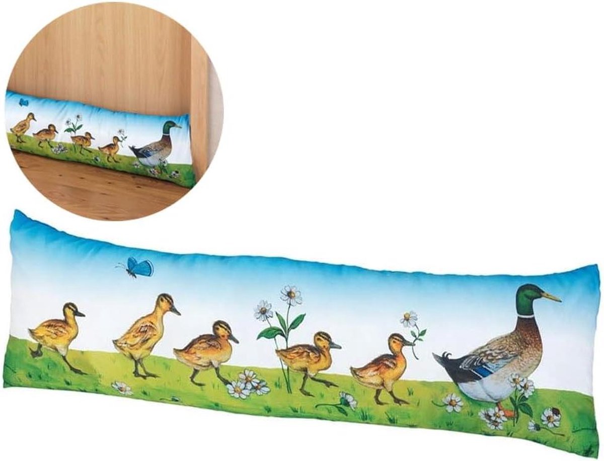 Tochtstrip deurstopper met klittenbandsluiting voor deuren en ramen - 90 cm - eendendesign.