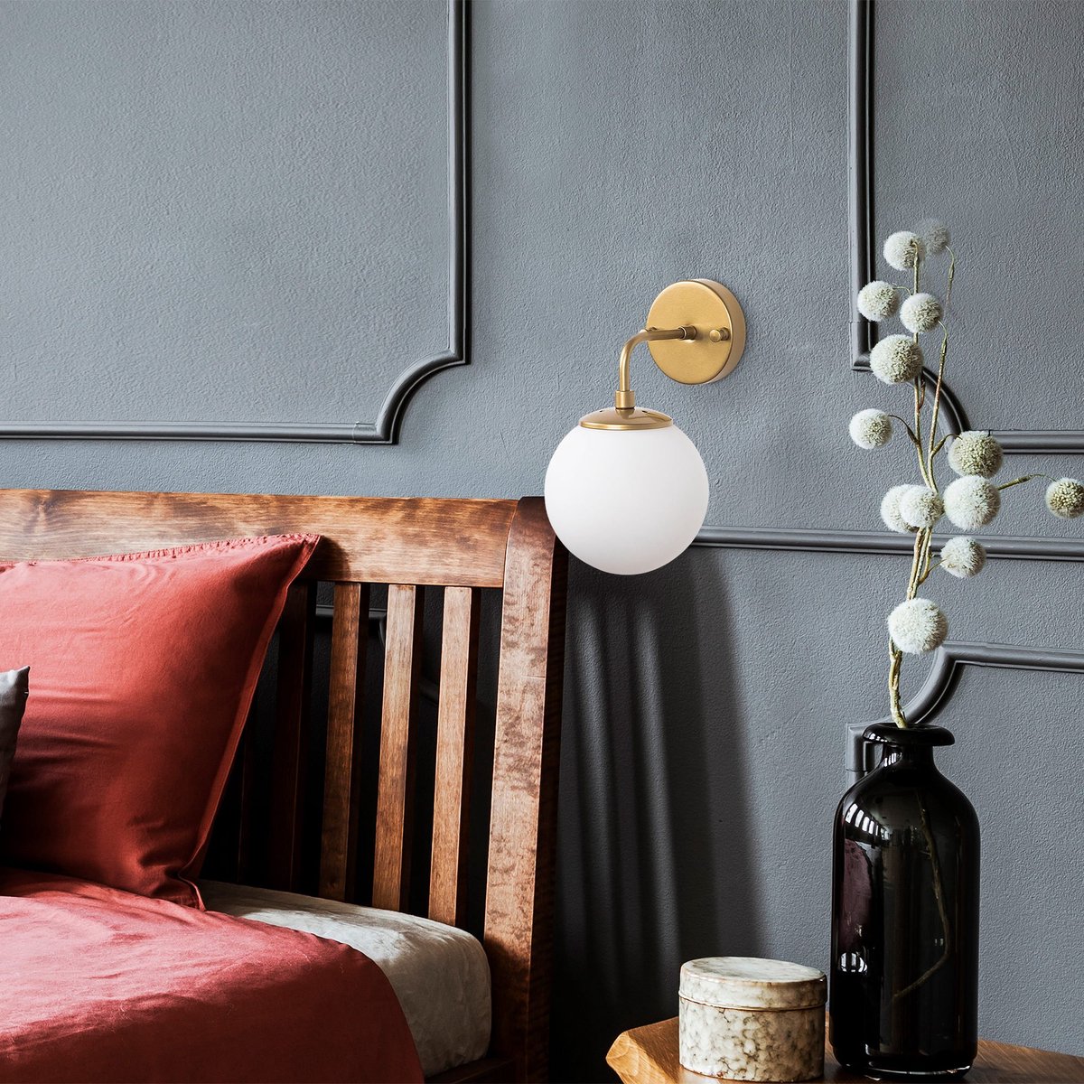 Horn Wandlamp | METALEN BEHUIZING | Goud - Emob - Wandlampen - Wit; Goud - Metaal