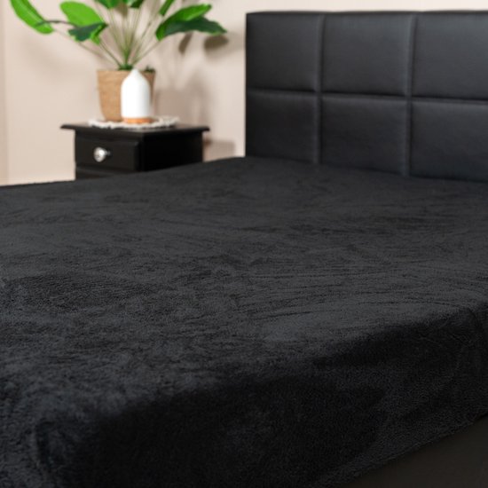 Drap-housse polaire Decoware® Teddy - 180x200 cm - noir