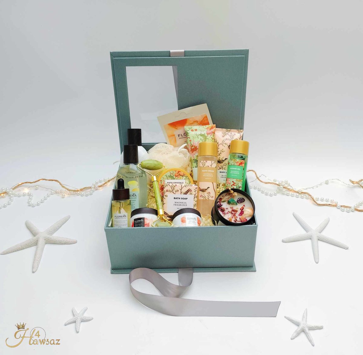 Goedkoopste Luxe kerst Cadeau 16 stuks - Gezichtsverzorging - Bad en bodycadeau - Hawsaz.nl cadeau - Edelsten kaars - Giftsbox - Dag en nacht cream - Serum - Masker - Damescadeau - Verwenpakket - Valentijnscadeau - Kerstcadeau - Geschenkset - Verzorgingssets