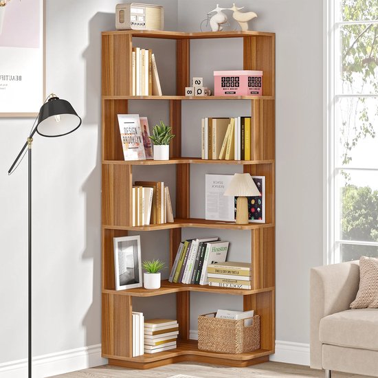 Coleshome Boekenkast, smalle plank met 5 planken, met 2 stoffen laden