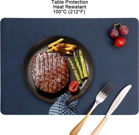 Myir JUN Set De Table En Cuir Et Dessous De Verre Lot De 6, Sets De Table Antidérapant Double Face Set De Table Plastique Lavable Set Table Résiste à La Chaleur (Gris