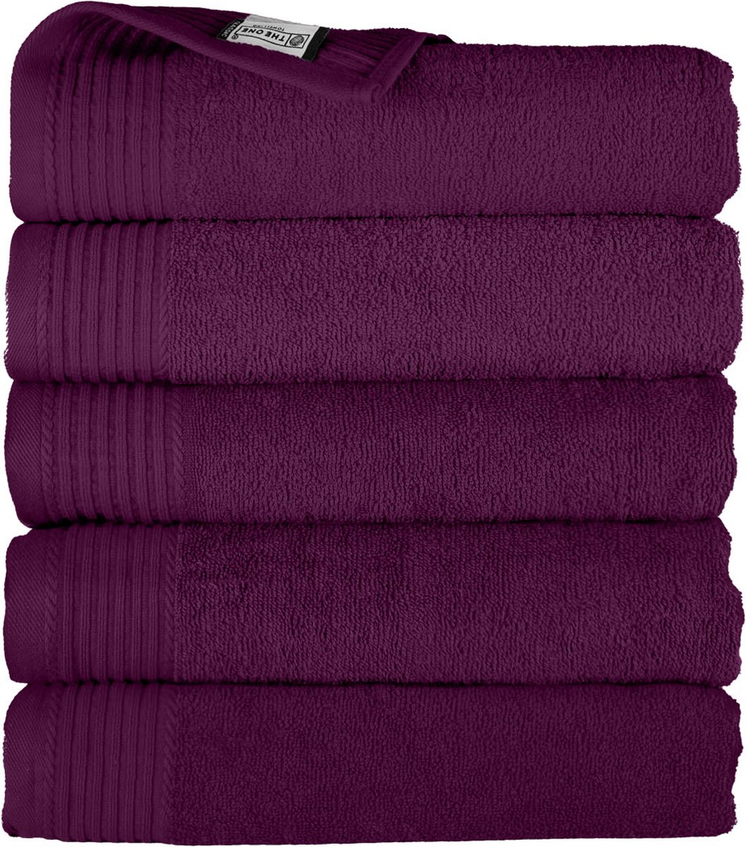 The One Towelling Hotelkwaliteit Handdoeken Set - 5 Stuks - 50 x 100 cm - 450 g/m2 - 100% Katoen - Zacht en Absorberend - Pruim