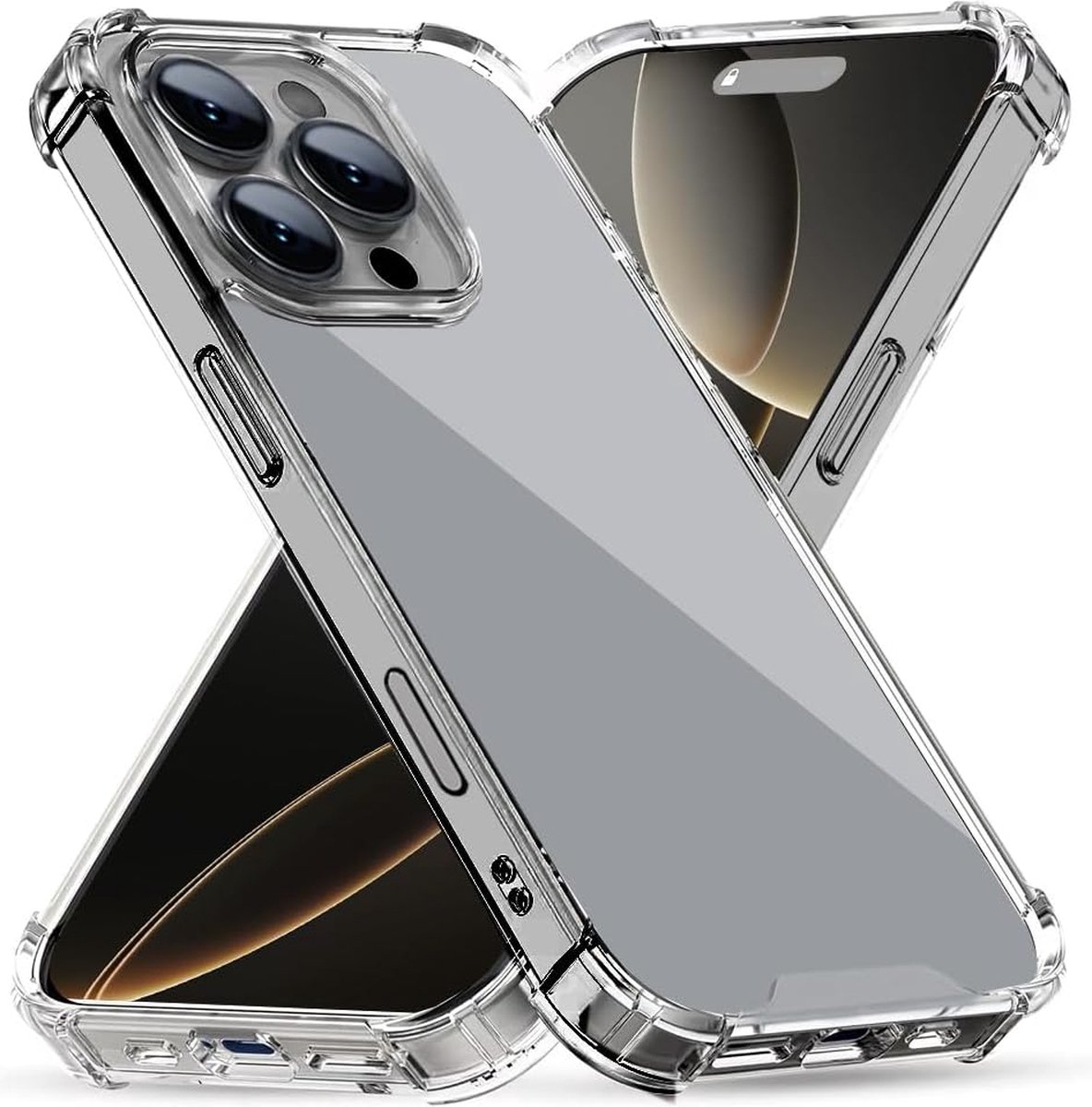 Shockproof hoesje geschikt voor iPhone 16 Pro Transparant - Doorzichtig hoesje geschikt voor iPhone 16 pro - Extra verhoogd Camera Rand - Kristal Helder