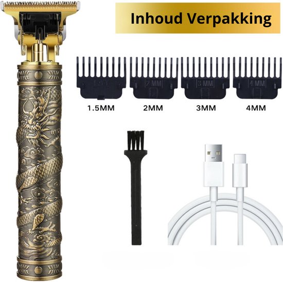 Tondeuse Set – Draadloze Haartrimmer – USB Oplaadbaar – Inclusief 4 Opzetstukjes – Op Batterij – Compact en Makkelijk Meeneembaar