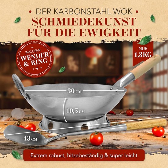 Wokpan - Ronde bodem - 38 cm - Londen Wok - CT246 Wokpan - Ronde bodem - 38 cm - Londen Wok - CT246