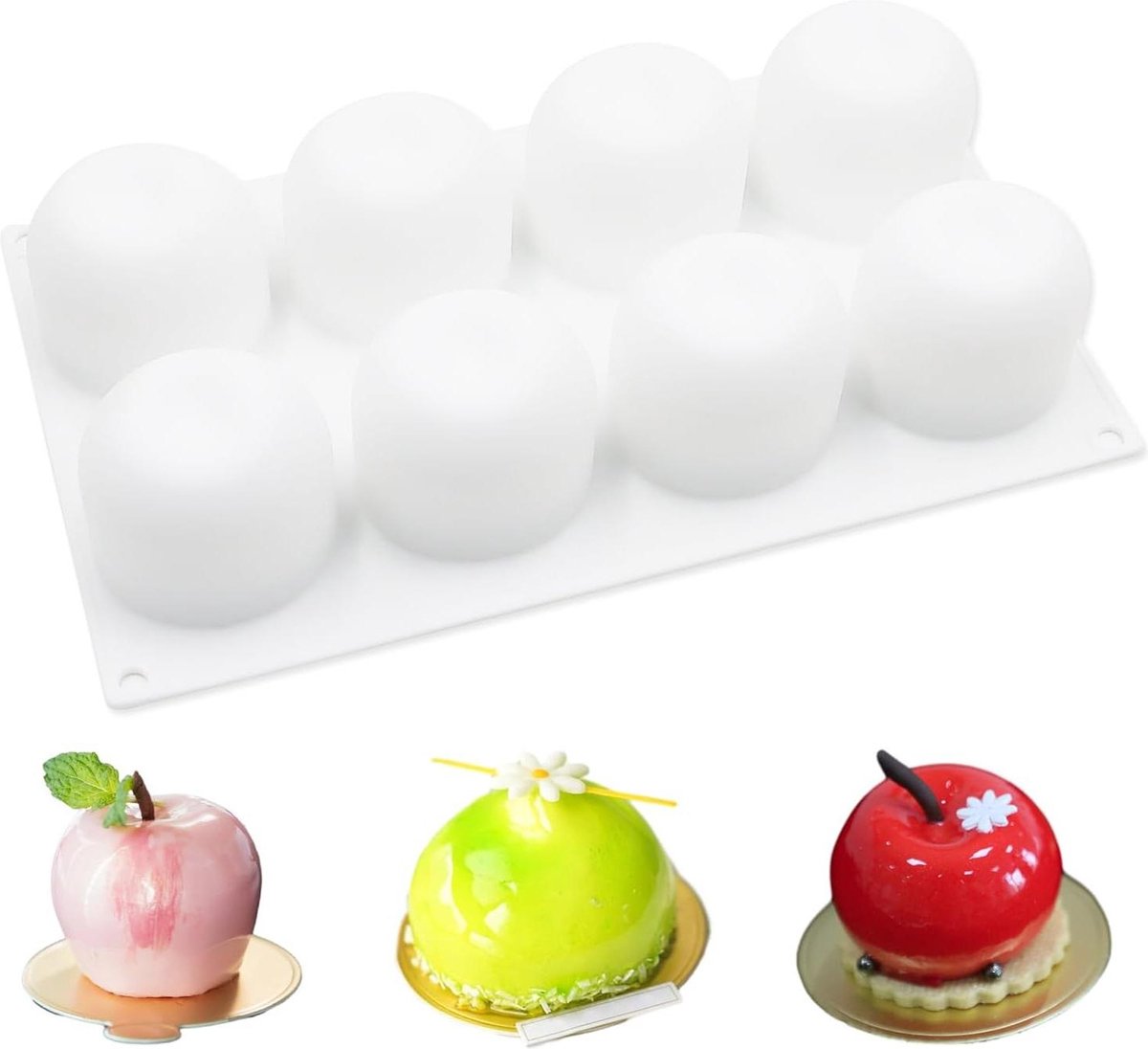 Siliconen mousse cakevorm in appelvorm - warme chocoladebom - jelly-ijsbal vorm