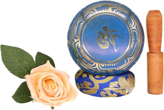 Originele Tibetaanse klankschaal op sokkel - handgemaakt in Nepal - genezing bewustzijn meditatie singing bowl set van Asian Import. — afbeelding 4