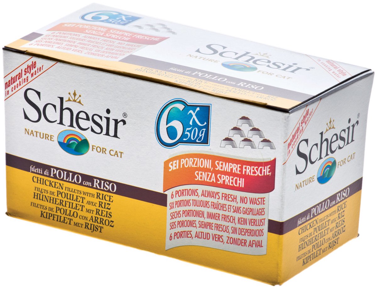 Schesir Kattenvoer Kipfilet – Rijst 6 x 50 gr