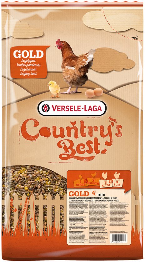 Versele-Laga Country`s Best Gold 4 Mix Kip-Graan Met Legkorrel - Kippenvoer - 5 kg Standaard