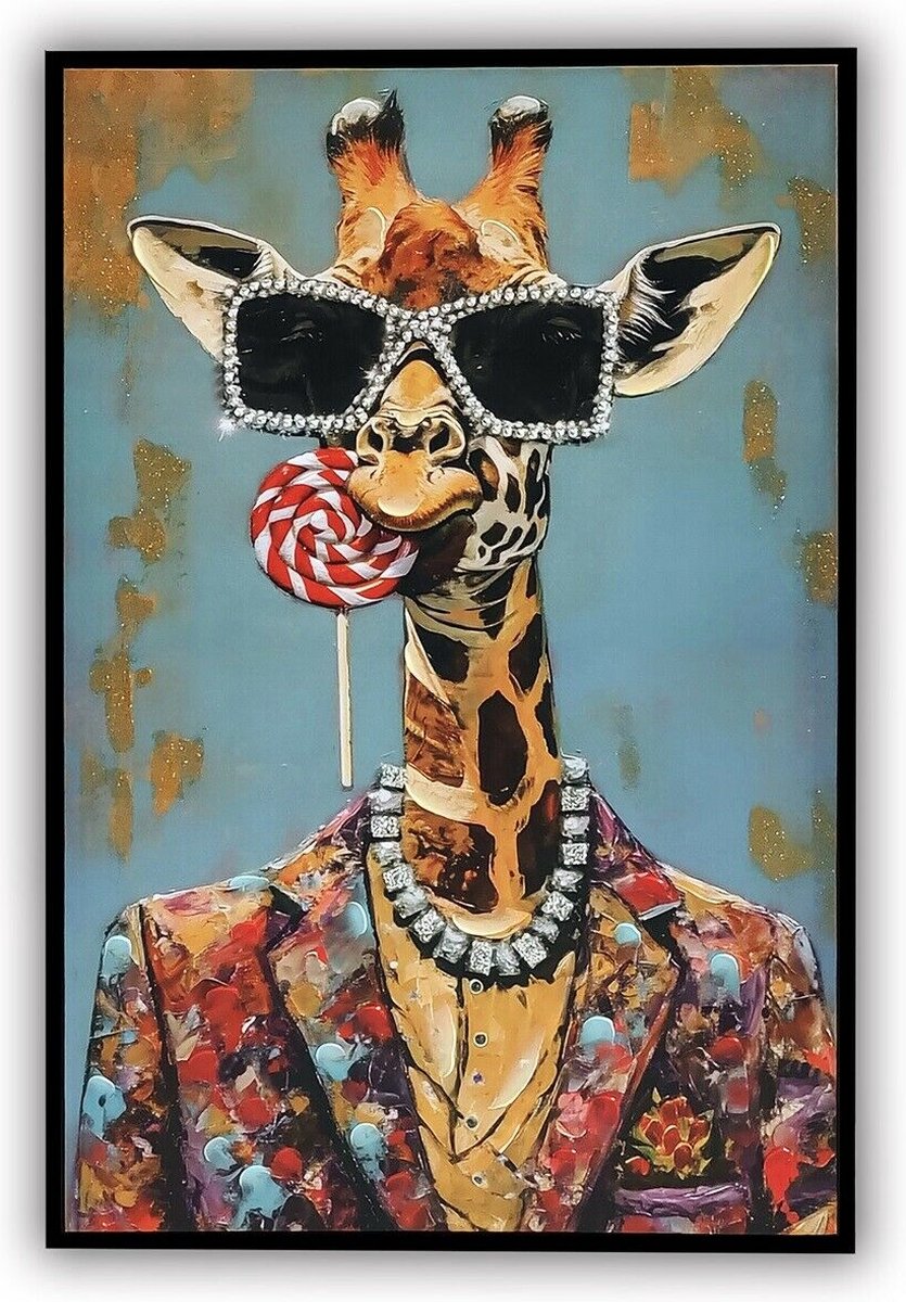 HomeBound by KY | Schilderij giraffe lolly | schilderij | 60x90x3,5cm