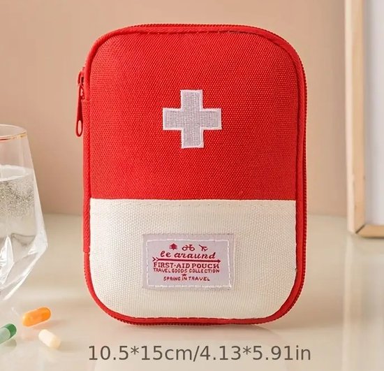 Sac De Rangement Médicaments Rouge – Trousse De Voyage Imperméable, Taille S Ou L, Pour Maison, Bureau, Camping !