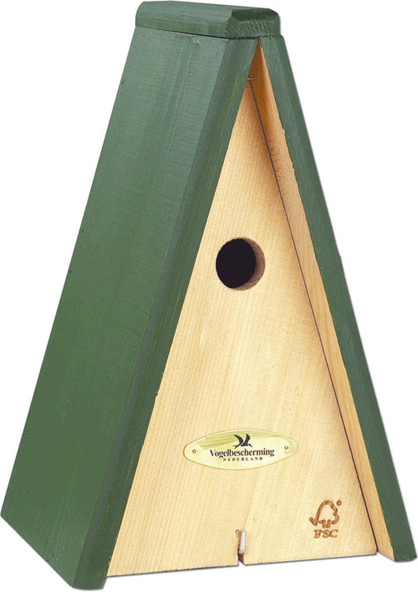 Vogelbescherming Nestkast Mees Groen dak - Nestkasten - Groen - 30x19,5x16 cm - ∅28 mm