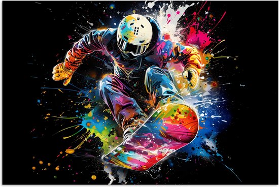 Poster 120x80 cm - Graffiti - Sport - Snowboarden - Wintersport - Posters - Wanddecoratie tienerkamer - Kamer decoratie voor tieners - Tiener jeugdkamer accessoires