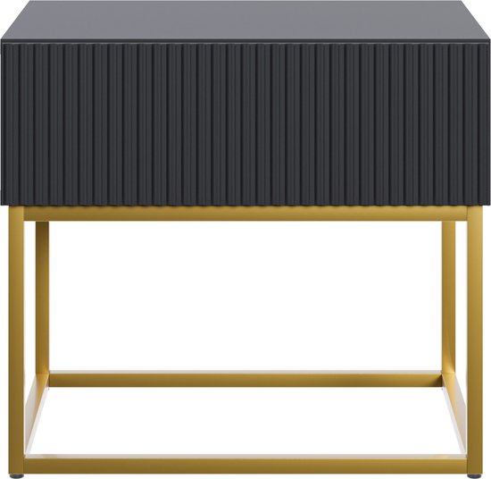 Selsey Veldio - Nachtkastje 50 cm - Zwart met gouden poten