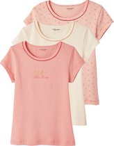 Vertbaudet Lot de 3 T-shirts fantaisie manches courtes en maille côtelée fille
