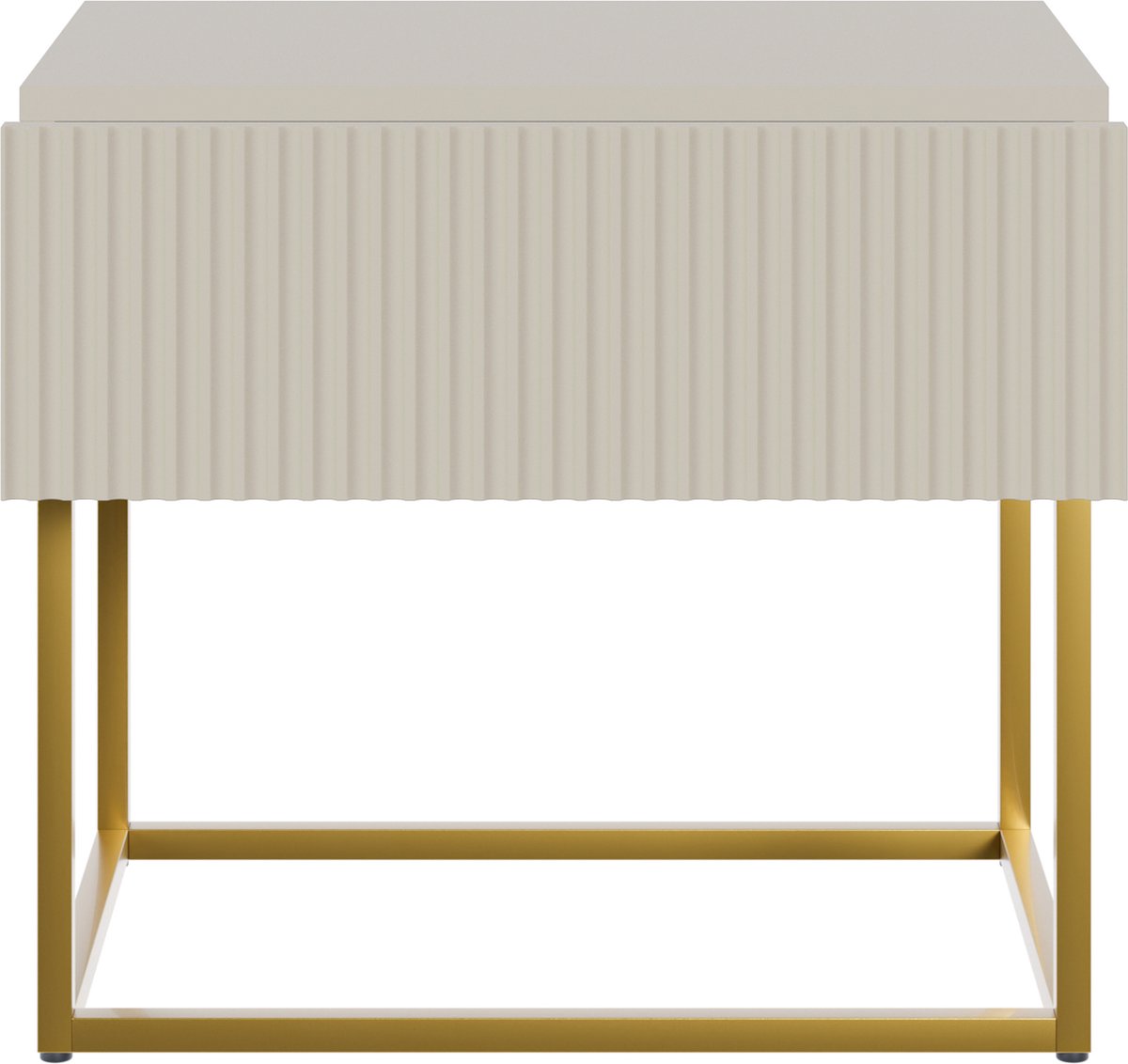 Selsey Veldio – Nachtkastje met lade en gefreesd front, greige met gouden poten, 50 cm
