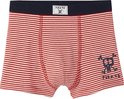 Rood-wit gestreepte boxers met een donkerblauwe band en een doodskop met anker.